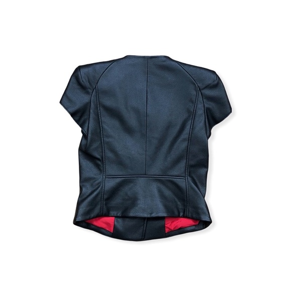 Zara Women’s Faux Leather Biker Jacket Full Zip Short Sleeves Black XS - Picture 4 of 9